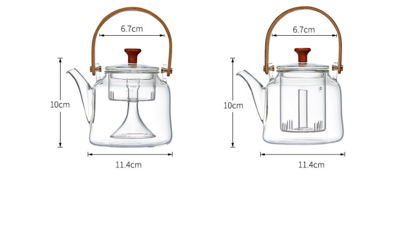 Bamboo Handle Glass Teapot