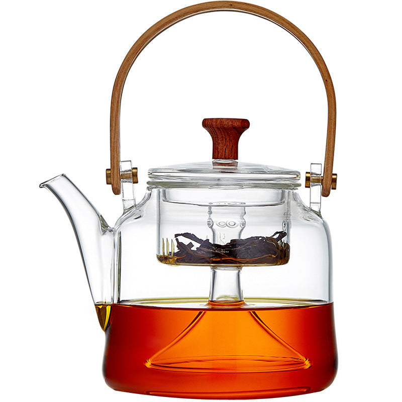 Bamboo Handle Glass Teapot