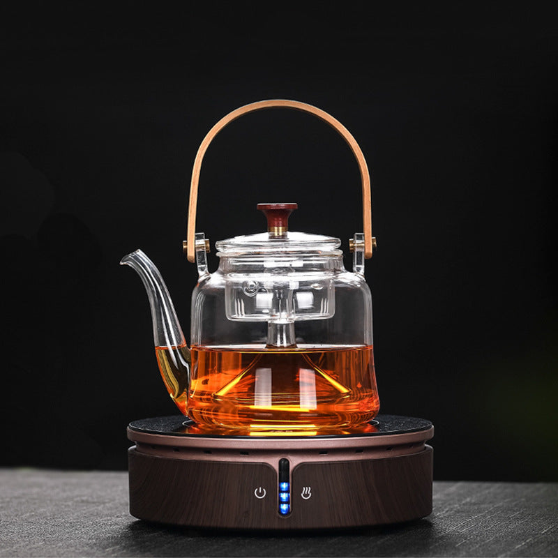 Bamboo Handle Glass Teapot