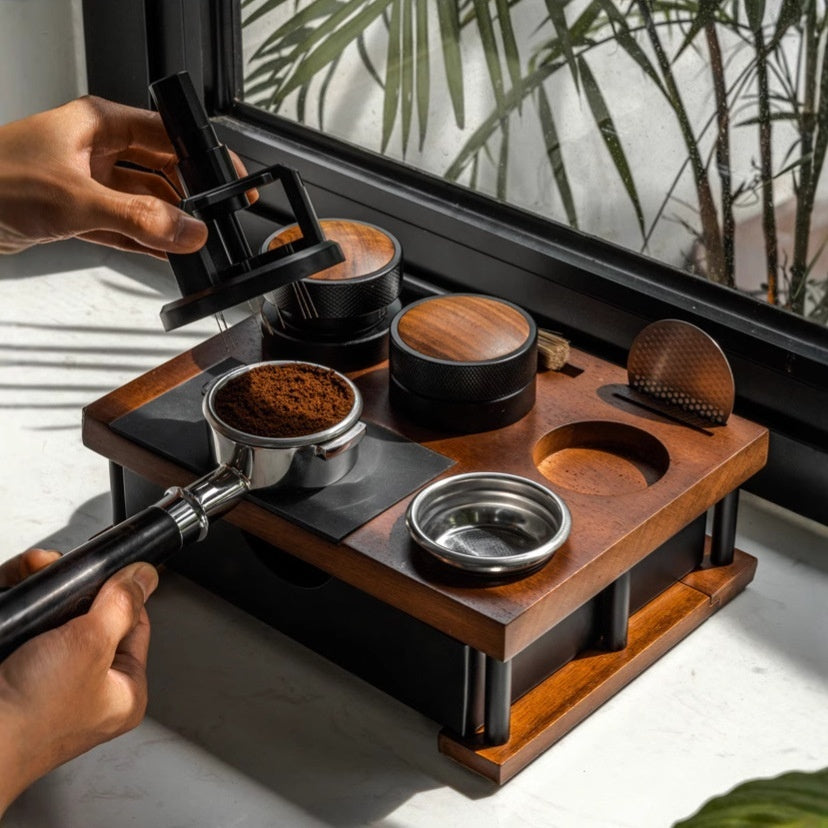 BaristaCraft™ Wooden Espresso Tamper Station
