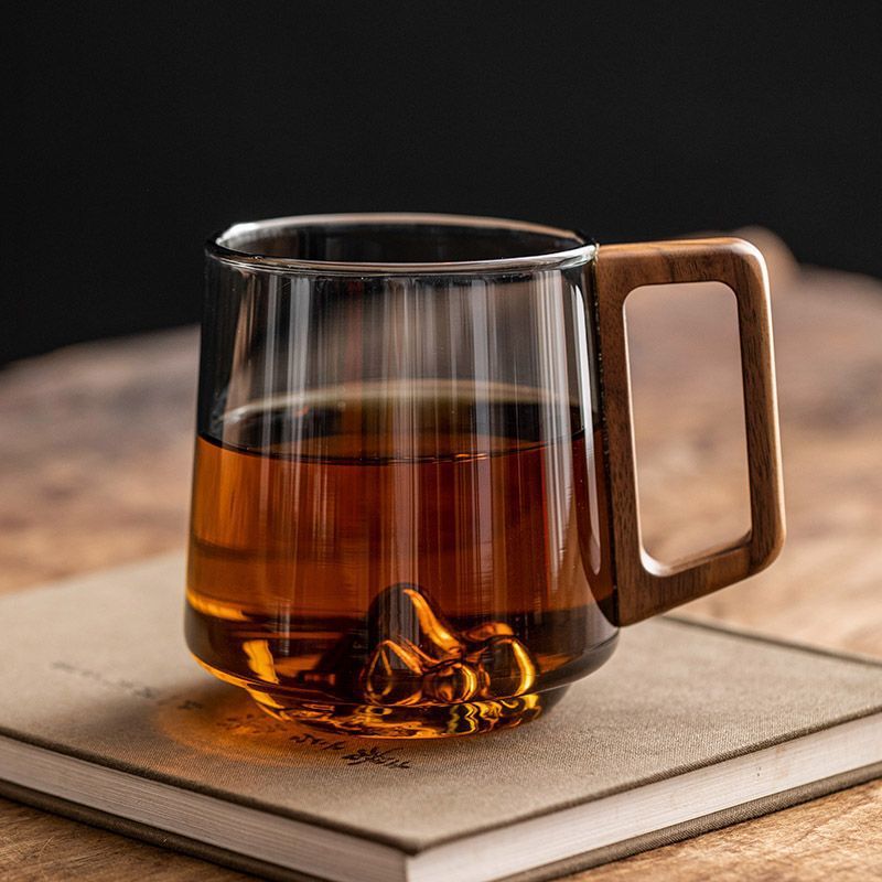 Wooden Handle Glass Cup